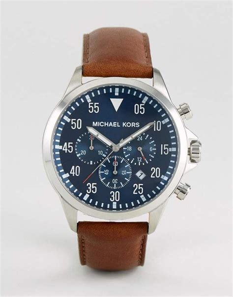 michael kors gage leather chronograph watch|michael kors chronograph watch women.